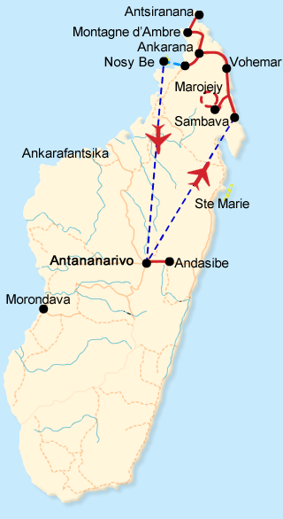 Madagascar golden triangle tour map